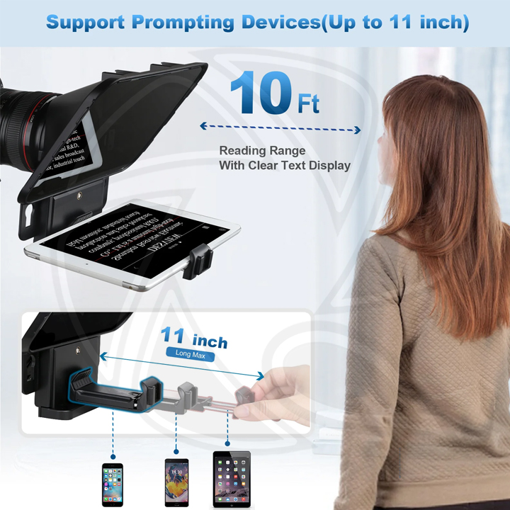 DESVIEW T3 20cm Teleprompter for Smartphone Tablet DSLR