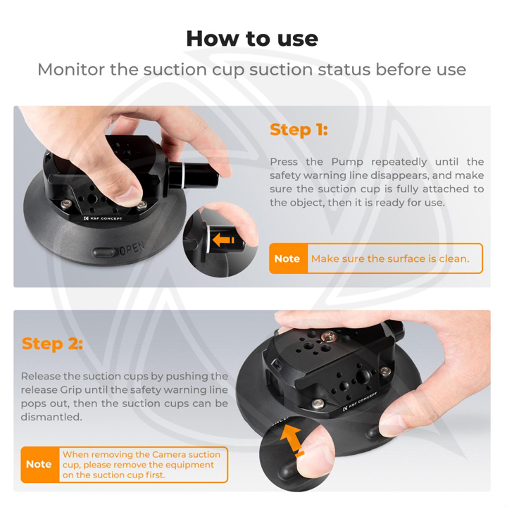 KF31.100 4.5&quot; Suction Cup Camera Mount with Double Ball Head Magic Arm, Mobile Phone Clamp, Gopro Adapter Accessories, 3/8&quot; to 1/4&quot; Adapter Screw, MS45