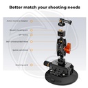 KF31.100 4.5&quot; Suction Cup Camera Mount with Double Ball Head Magic Arm, Mobile Phone Clamp, Gopro Adapter Accessories, 3/8&quot; to 1/4&quot; Adapter Screw, MS45