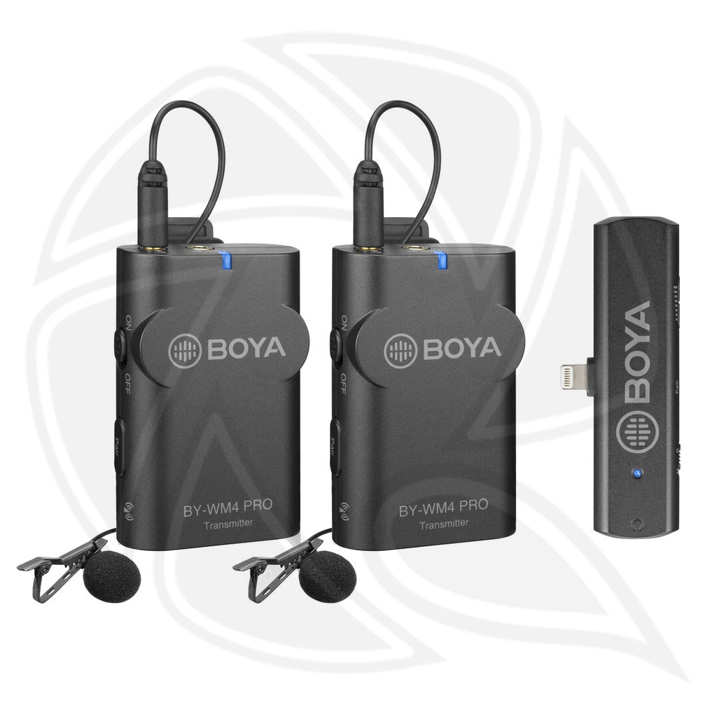 BOYA BY-WM4 PRO-K4 Two-Person Digital Wireless Omni Lavalier Microphone System for Lightning iOS Devices (2.4 GHz)  (Neck mic. Wireless)