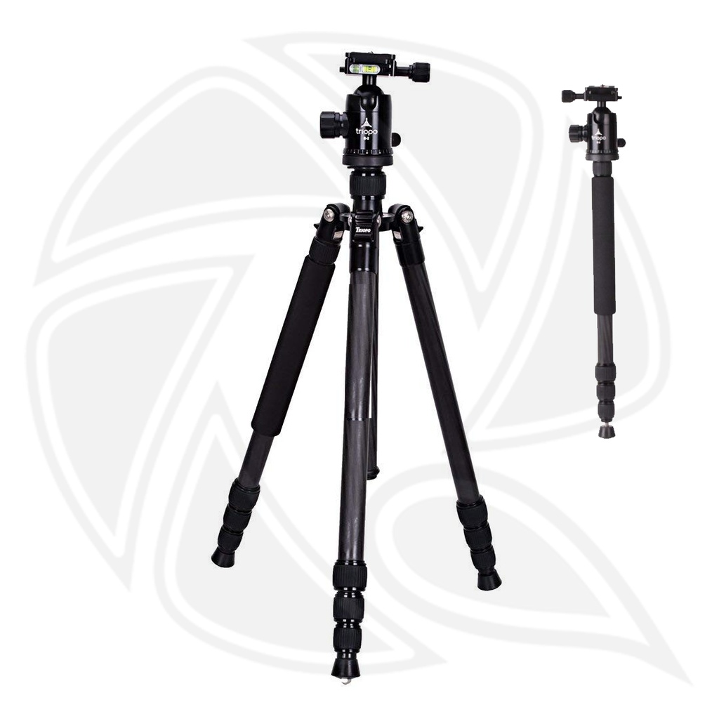 TRIOPO GT2504C Adjustable Carbon Fiber Tripod with Q2 Ball Head