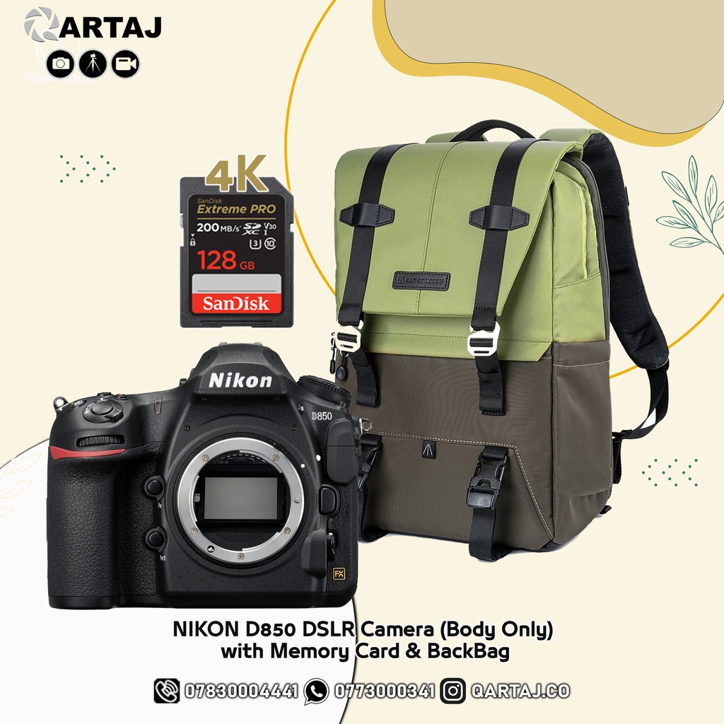 NIKON D850 DSLR Camera (Body Only) with Memory Card &amp; BackBag