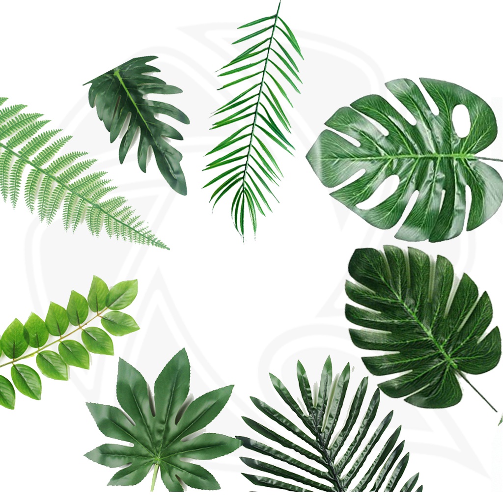 D5 Green Artificial Tree Leaves Fake Plants Decor Photography Props Backdrop (8pcs a set)