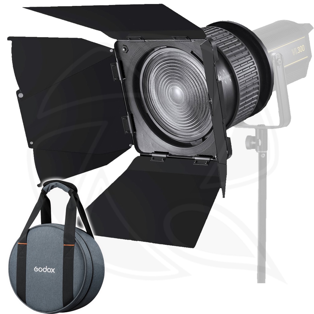 GODOX FLS8 Fresnel Lens 8 Inch (20.32cm) with GODOX- LB-01 FERSNEL BARNDOOR 8 INCH (20.32cm)