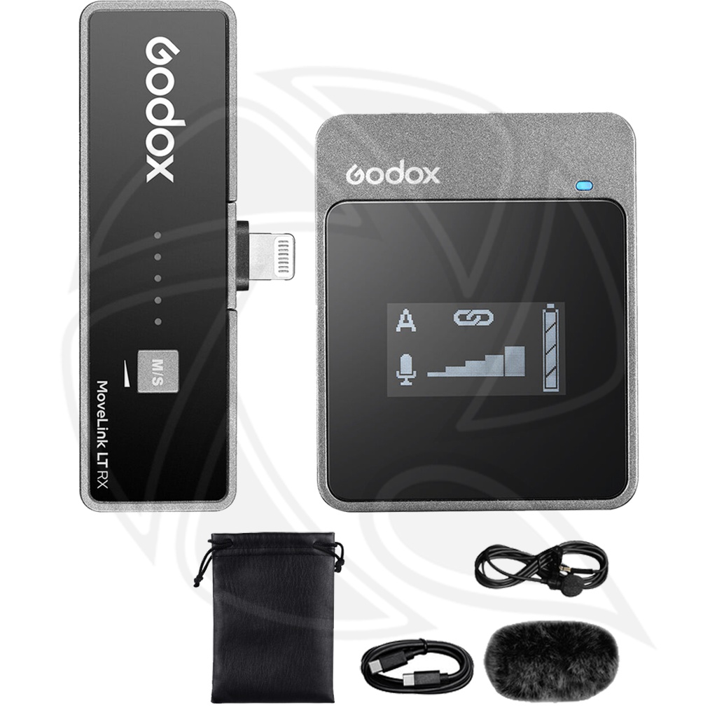 GODOX MoveLink LT1 Compact Digital Wireless Microphone System for IOS Smartphones &amp; Tablets with Lightning (2.4 GHz)