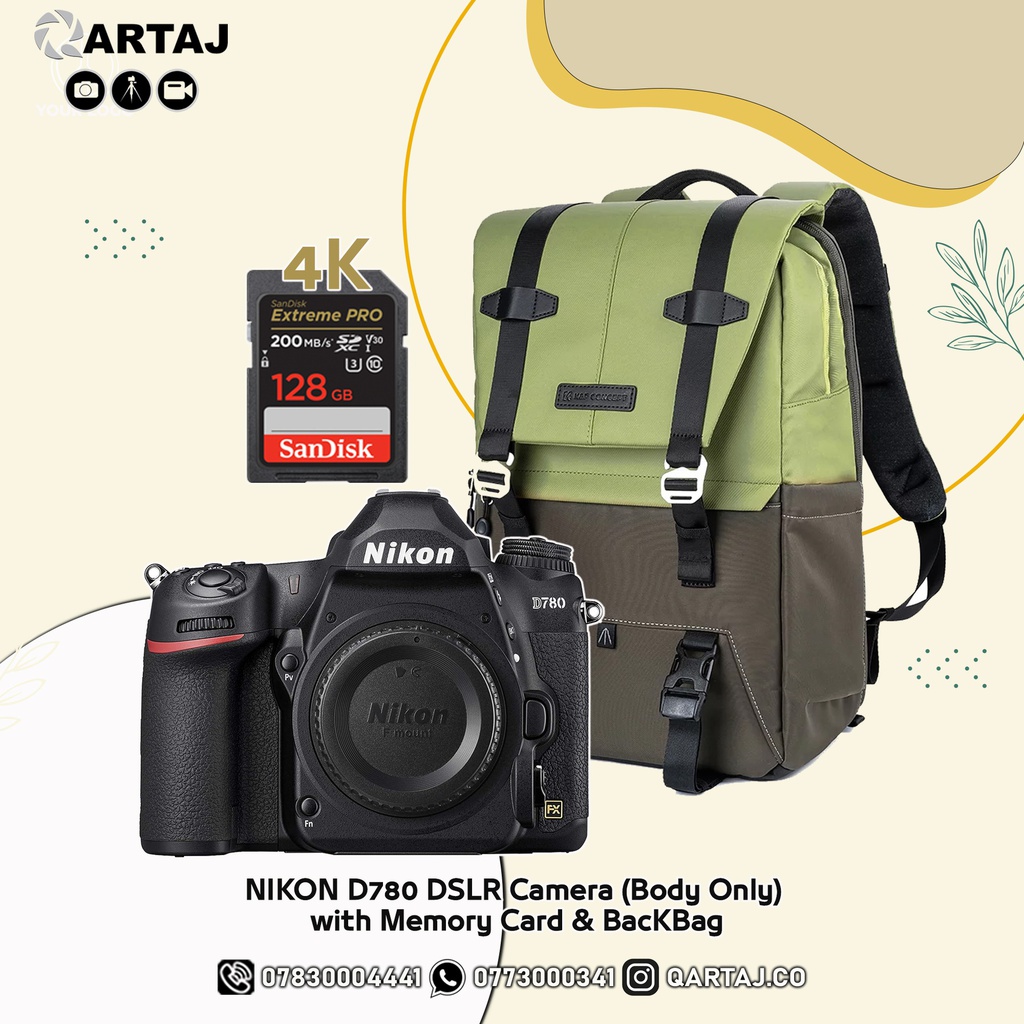 NIKON D780 DSLR Camera (Body Only) with Memory Card &amp; BacKBag