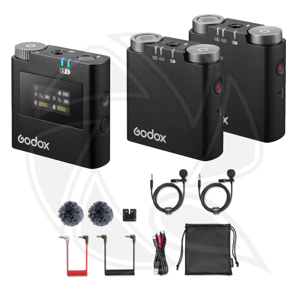 GODOX Virso S M2 2-Person Wireless Microphone System for Sony Cameras and Smartphones (2.4 GHz) (Neck mic. Wireless)