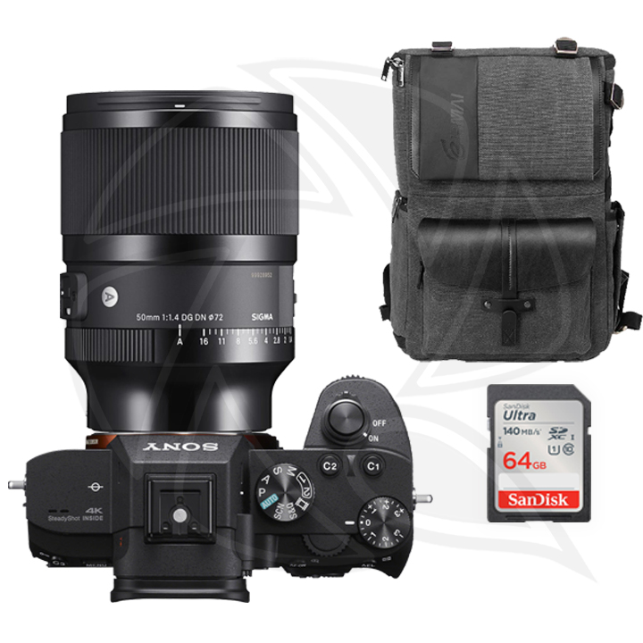 SONY Alpha a7III Mirrorless Digital Camera with SIGMA 50mm F/1.4 DG DN HSMF &amp; Accessories 