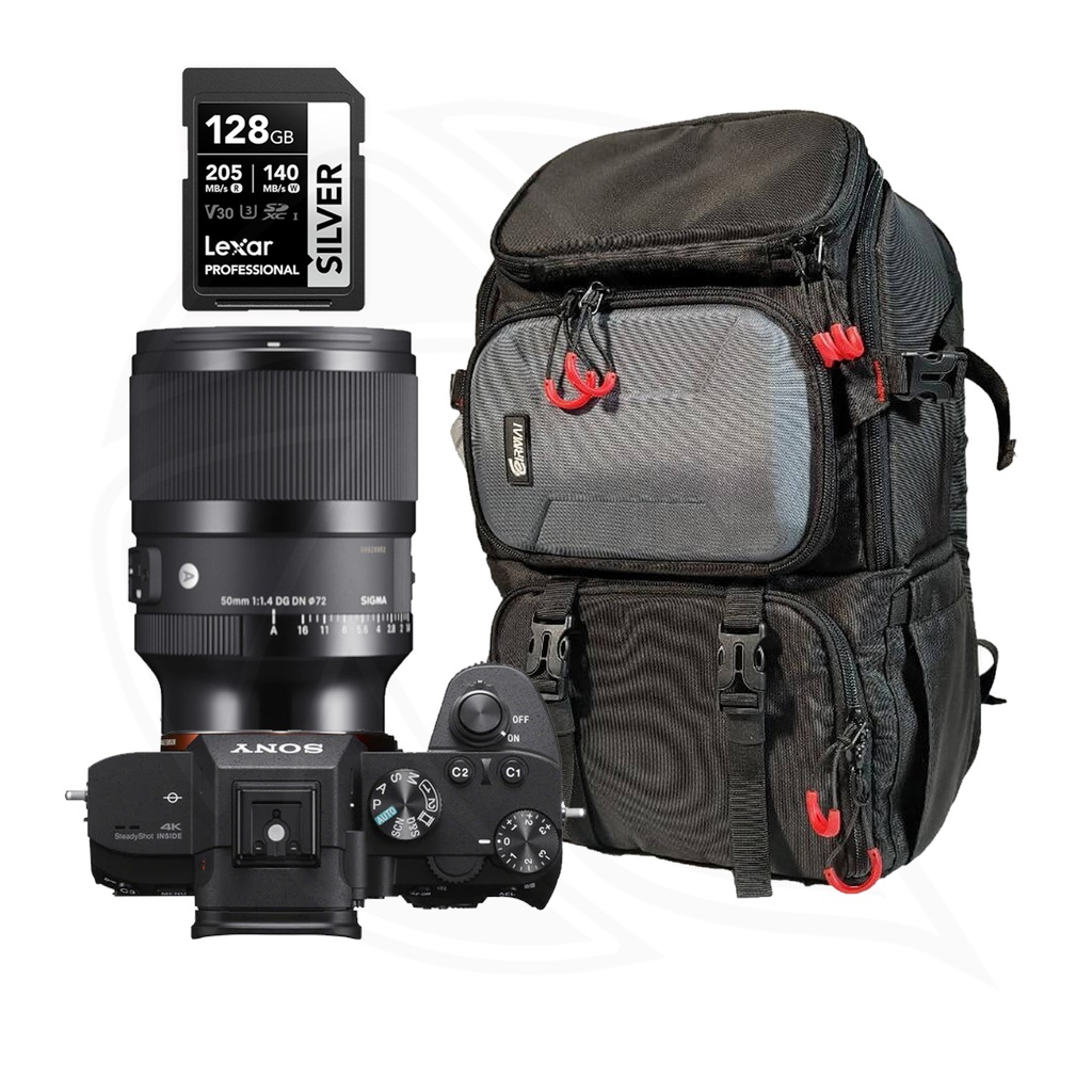 SONY Alpha a7III Mirrorless Digital Camera with SIGMA 50mm F/1.4 DG DN HSMF &amp; Accessories