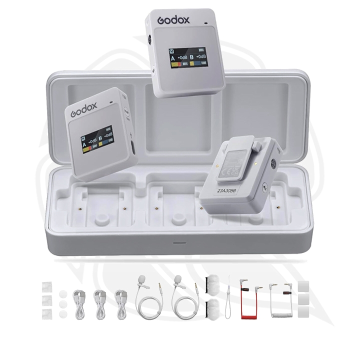 GODOX MoveLink II M2 White Compact Wireless Microphone System for Cameras &amp; Smartphones with 3.5mm (2.4 GHz, ) (Neck mic. Wireless)