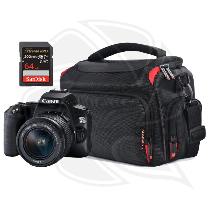 CANON EOS 250D (Black) with 18-55 IS STM Lens with Memory Card&amp; Shoulder Bag 