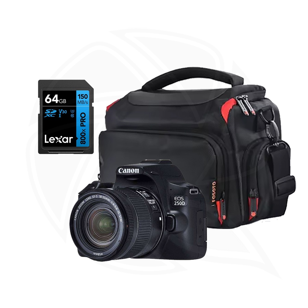 CANON EOS 250D (Black) with 18-55 IS STM Lens with Memory Card&amp; Shoulder Bag