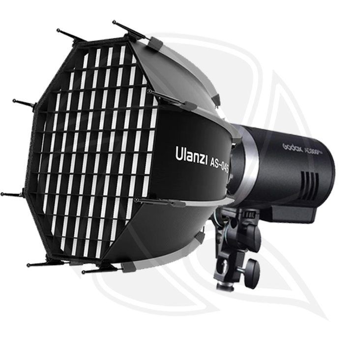 QPS- Godox AD300pro Outdoor Flash with Quick Release Octagonal Honeycomb Grid Softbox 45cm&amp;SPEEDLIGHT BRACKET