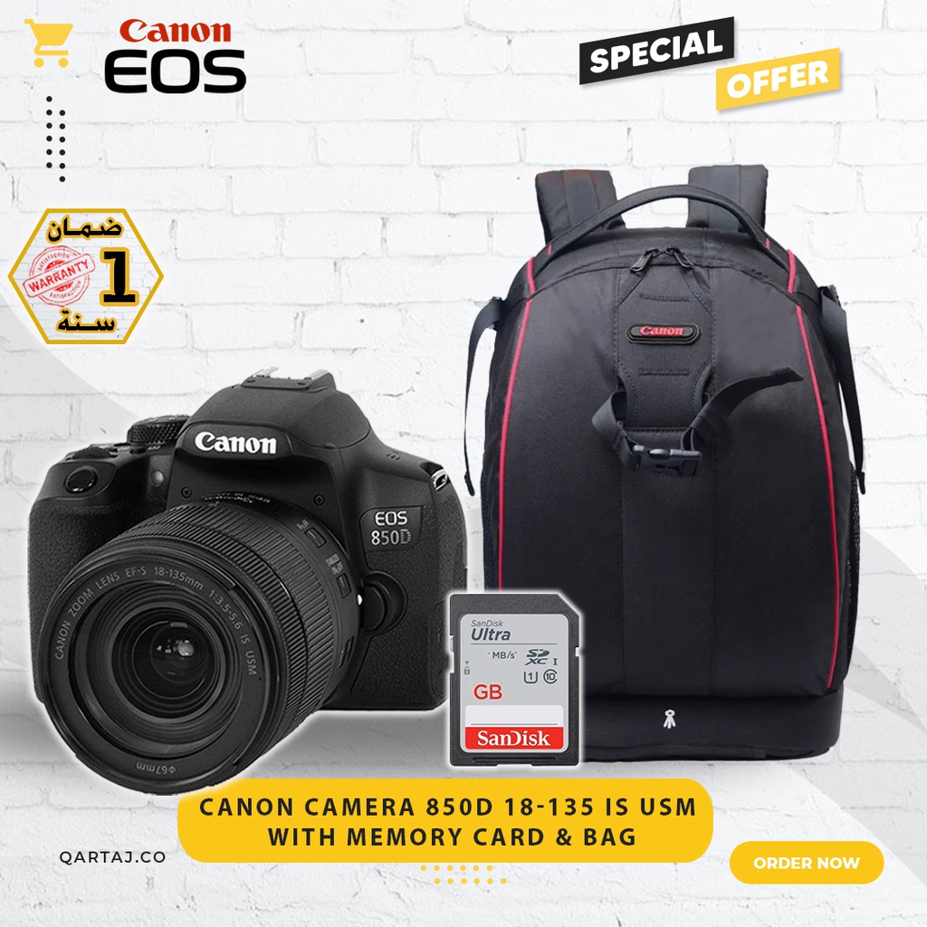 CANON CAMERA 850D 18-135 IS USM with Memory Card &amp; Bag