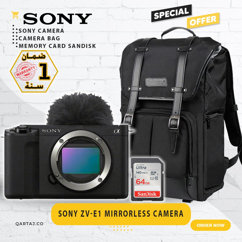 SONY ZV-E1 Mirrorless Camera with Memory Card&amp; BackBag