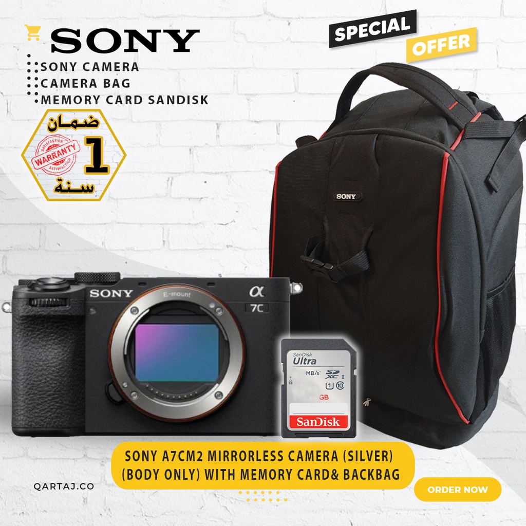 SONY a7CM2 Mirrorless Camera (Silver) (Body Only) with Memory Card&amp; BackBag