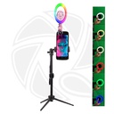 QPS-  Table-Top Extendable Foldable Tripod Stand with Beauty selfie light ring (RGB) touch sensor