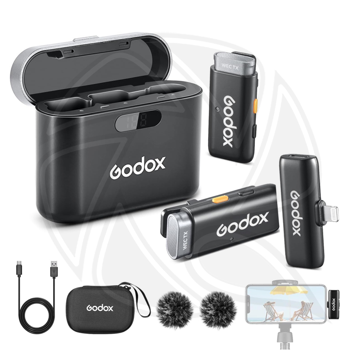 GODOX WES1 KIT2 2-Person Wireless Microphone System for Lightning Devices (2.4 GHz) (Neck Mic.)