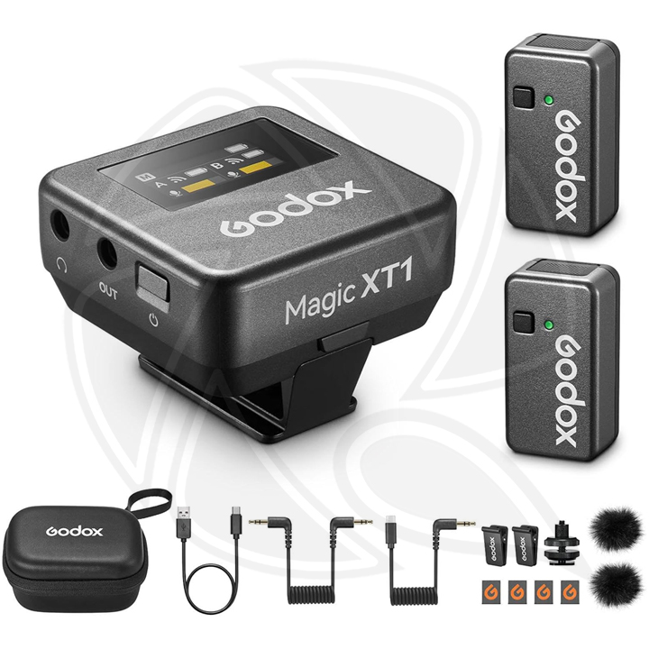 GODOX Magic XT1 2-Person Wireless Microphone System with TYPE-C Adapter (2.4 GHz) (STANDARD KIT) (Neck Mic.)