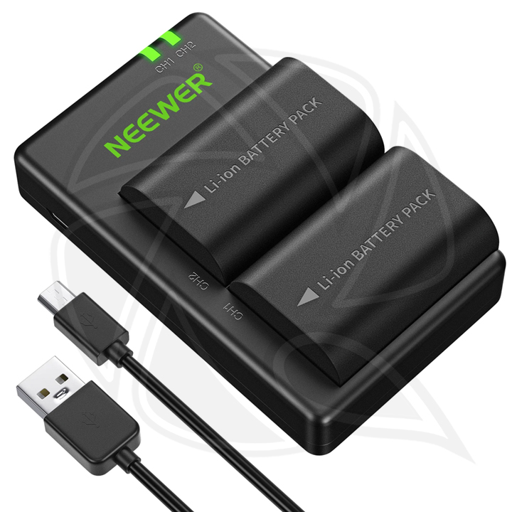 NEEWER DUAL USB CHARGER with 2PCS 2000 MAH LP-E6 BATTERY (BLACK)  (10090503) (10101458)