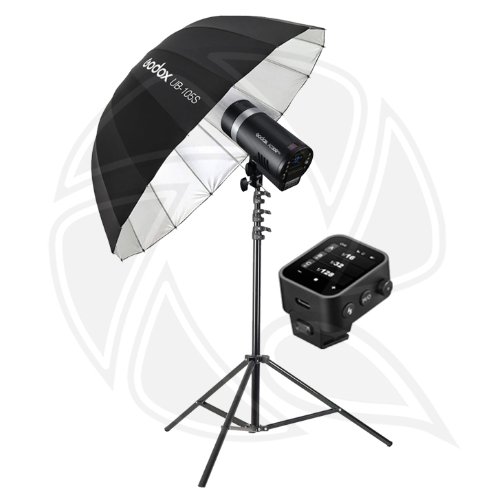 QPS-AD300pro Outdoor Flash With parbolic Umbrella sliver 105cm Kit for Canon