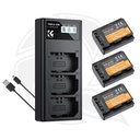 KF28.0038 NP-FZ100 3-Battery 2280mAh and 3-Slot Charger, for Sony camera