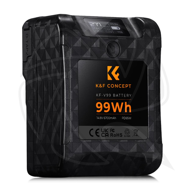 KF28.0024 V Mount Battery, 99Wh Mini V-Mount Battery, 6700mAh 14.8V Support 65W PD USB-C Fast Charger