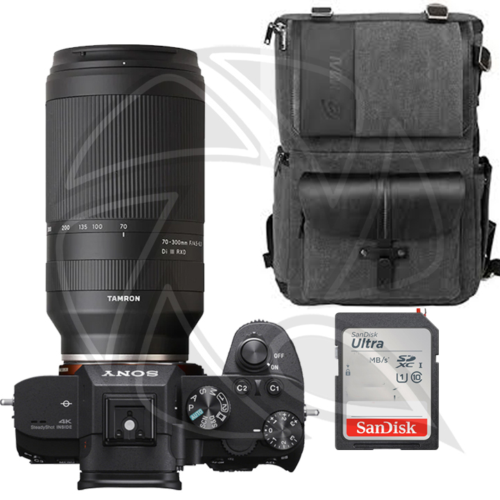 SONY Alpha a7III Mirrorless Digital Camera (Body Only) with 70-300mm f/4.5-6.3 Di III RXD Lens &amp;Accessories