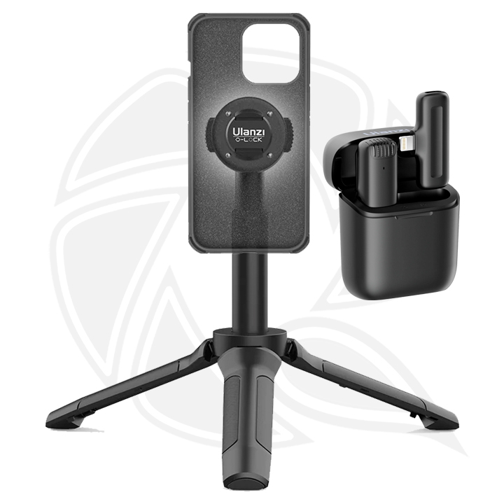 QPS- MINI TRIPOD WITH Quick Release Case&amp; Wireless Microphone for iPhone 13 Pro Max 