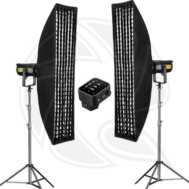 QPS- GODOX FV150 High Speed Sync Flash/Daylight LED Monolight with Softbox 35x140cm 2Kit for Sony