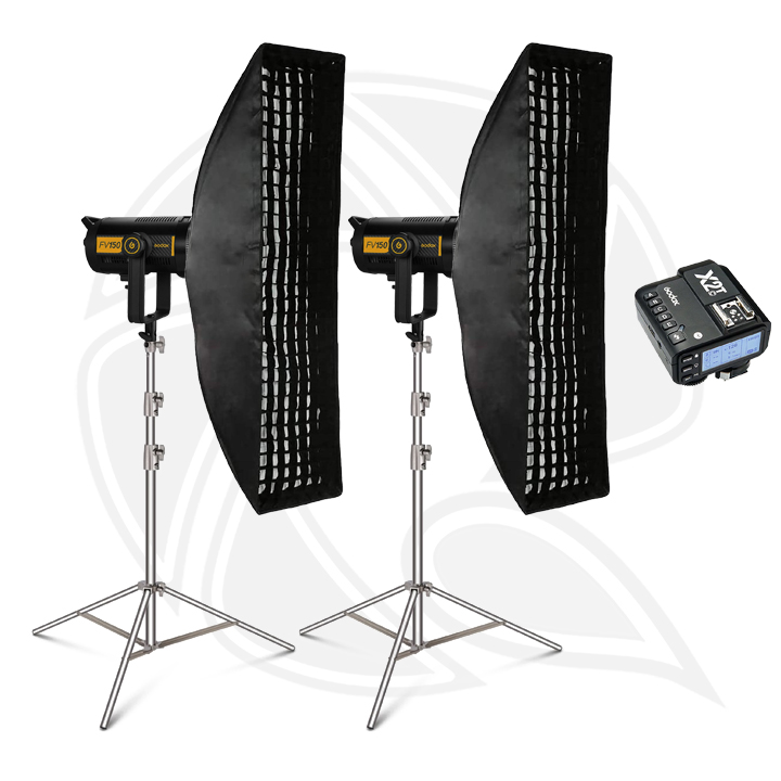 QPS- GODOX FV150 High Speed Sync Flash/Daylight LED Monolight with Softbox 35x140cm 2Kit for Canon