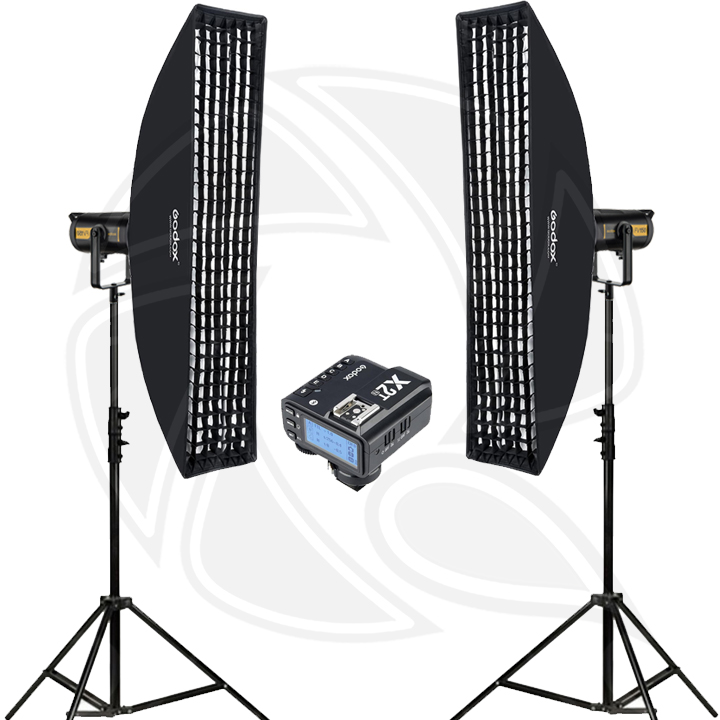 QPS- GODOX FV150 High Speed Sync Flash/Daylight LED Monolight with Softbox 35x160cm 2Kit for Nikon