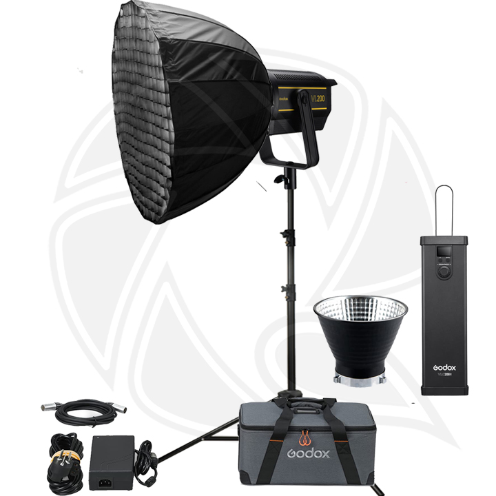 QPS- Godox VL200II Series LED Video Light (200W) with 105cm Softbox &amp; Light Stand