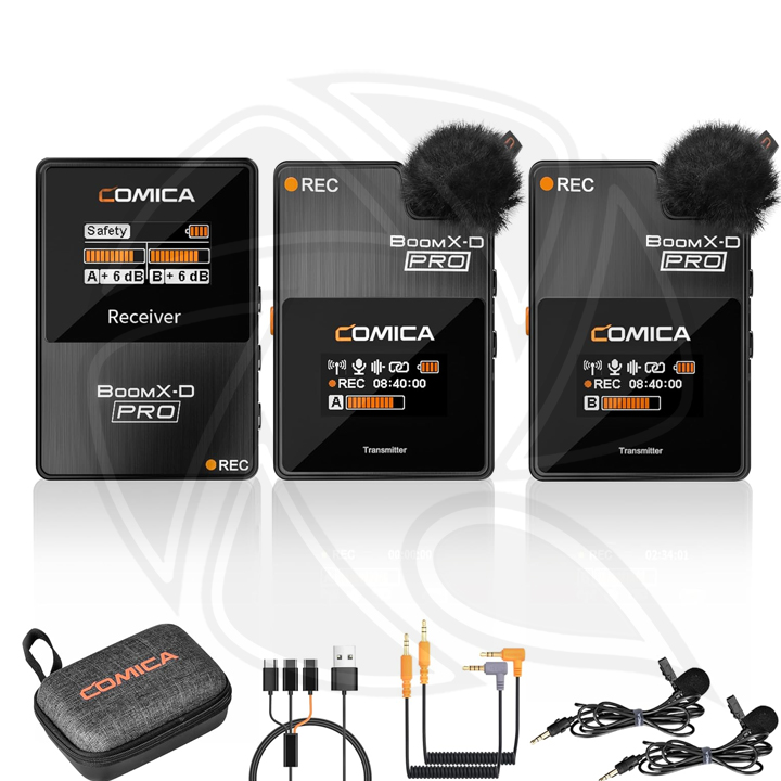 COMICA Boom X-D PRO D2 ireless Lavalier Microphone, for iPhone, Android, PC Interviews,Camera