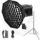 QPS-ULANZI VL120BI 120W Bi-color V-Mount Video Light with SoftBox 60cm &amp;Light Stand