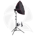 QPS-VL120BI 120W Bi-color V-Mount Video Light with General SoftBox RedLine 90cm &amp;Light Stand