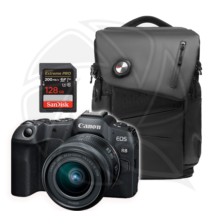 CANON EOS R8 Mirrorless Camera RF 24-50 F4.5-6.3 S with Memory Card &amp; Bag