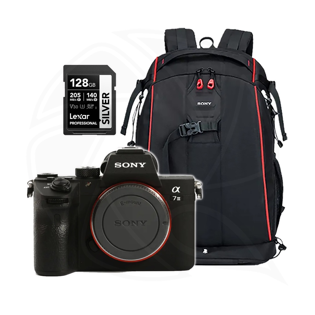 SONY Alpha a7III Mirrorless Digital Camera (Body Only) with Memory Card &amp; Black BackPack
