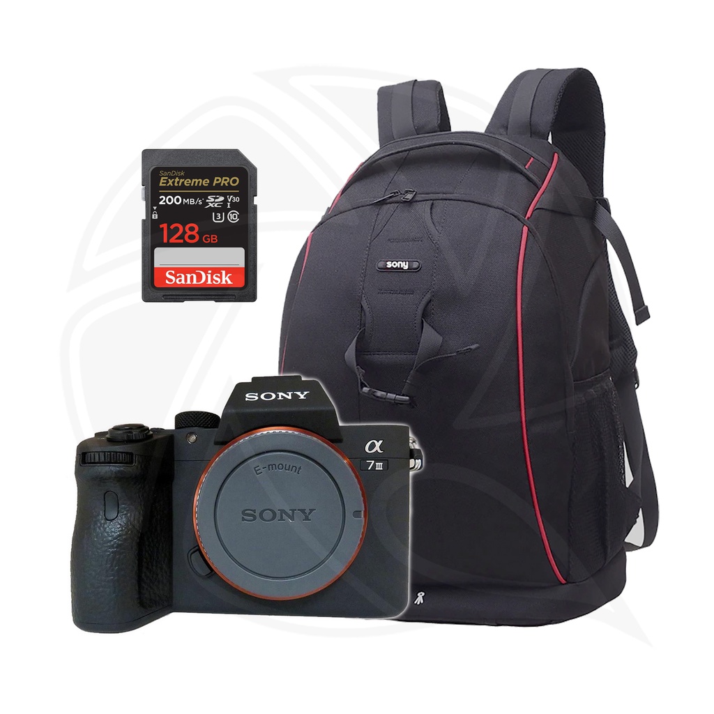 SONY Alpha a7III Mirrorless Digital Camera (Body Only) with Memory Card &amp; Black BackPack