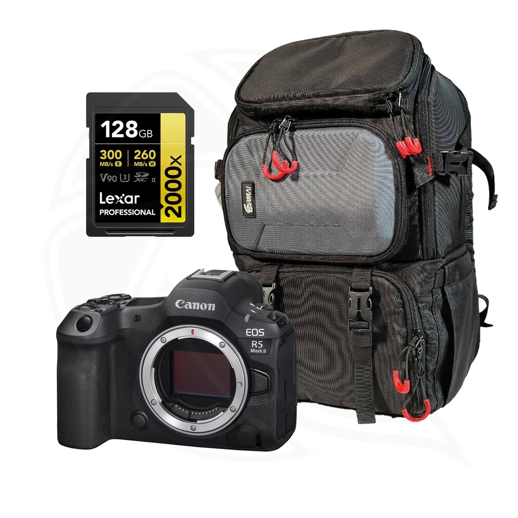 CANON EOS R5 II Mirrorless Camera BODY ONLYE&amp; Memory Card &amp; Backpack Bag 