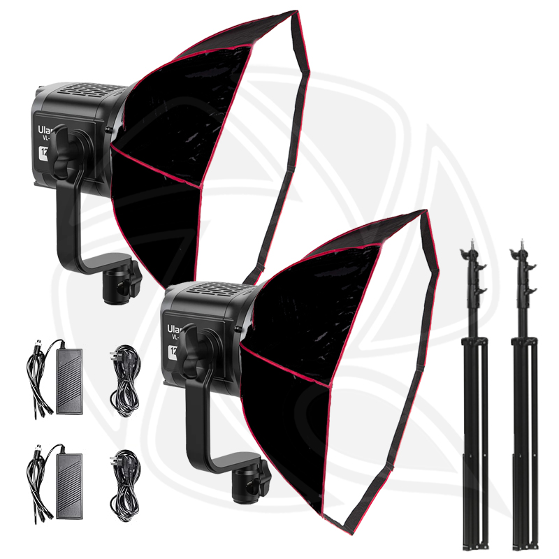 QPS-ULANZI VL120BI 120W Bi-color V-Mount Video Light with SoftBox 90cm &amp;Light Stand 2kit