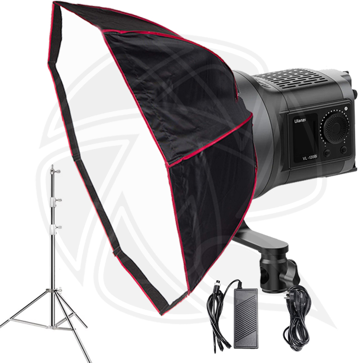 QPS-ULANZI VL120BI 120W Bi-color V-Mount Video Light with SoftBox 90cm &amp;Light Stand