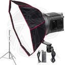 QPS-ULANZI VL120BI 120W Bi-color V-Mount Video Light with SoftBox 90cm &amp;Light Stand
