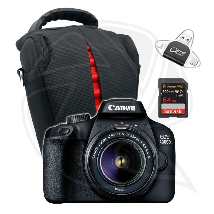 CANON CAMERA 4000D 18-55 III KIT DC with with Conical Bag &amp; Accessories 