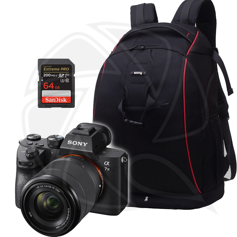 SONY CAMERA Alpha A7III KIT 28-70mm with Memory Card &amp; Black BackBag