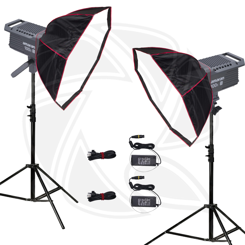 QPS- APUTUER amaran COB 100x S Bi-Color LED Video Light 100W with Softbox 90cm &amp;Light Stand 2Kit