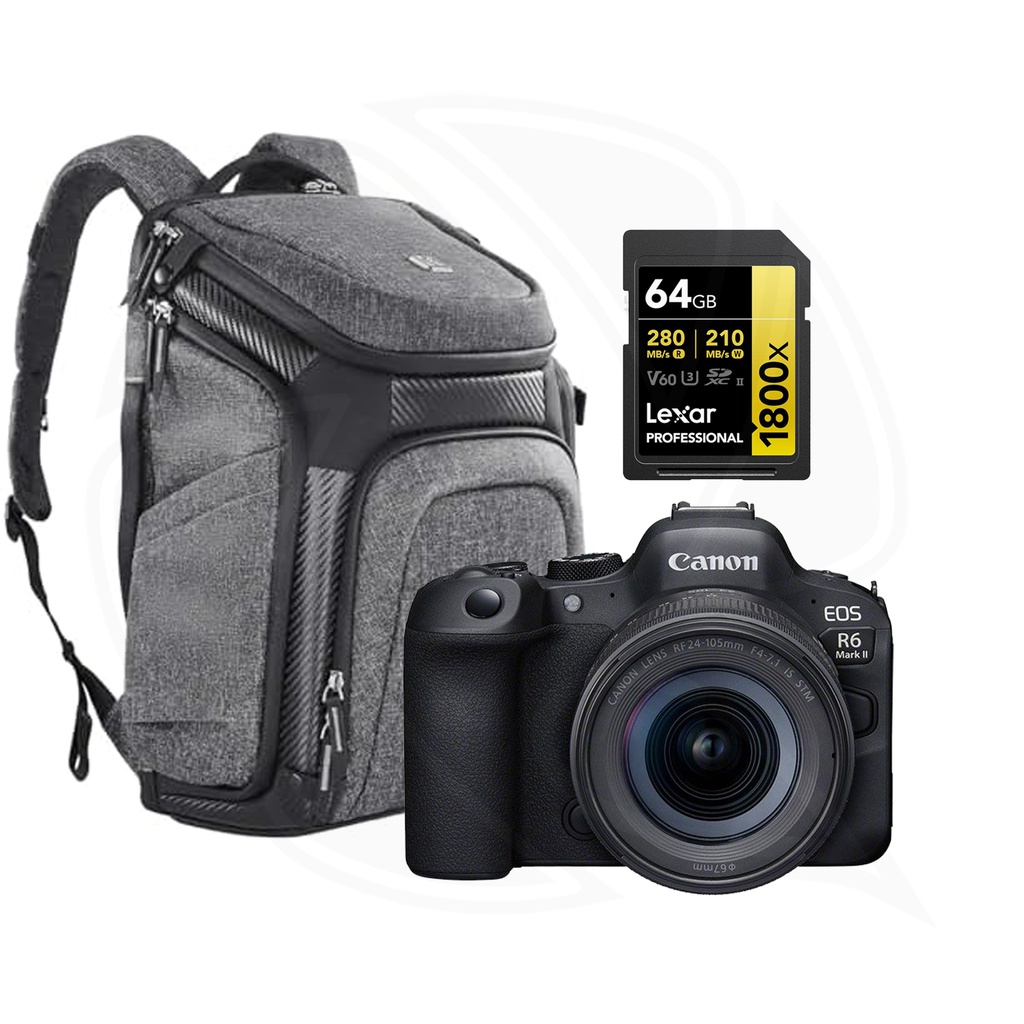 CANON EOS R6 II Mirrorless Camera RF 24-105 IS STM Kit&amp; Memory Card &amp; Backpack