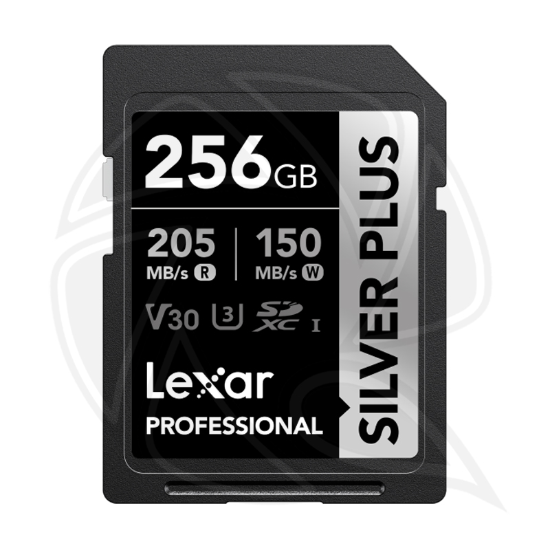 LEXAR 256GB Professional SILVER PLUSE SDXC UHS-I card up to 205MB/s read 150MB/s write C10 V30 U3  (LSDSIPL256G-BNNNG)