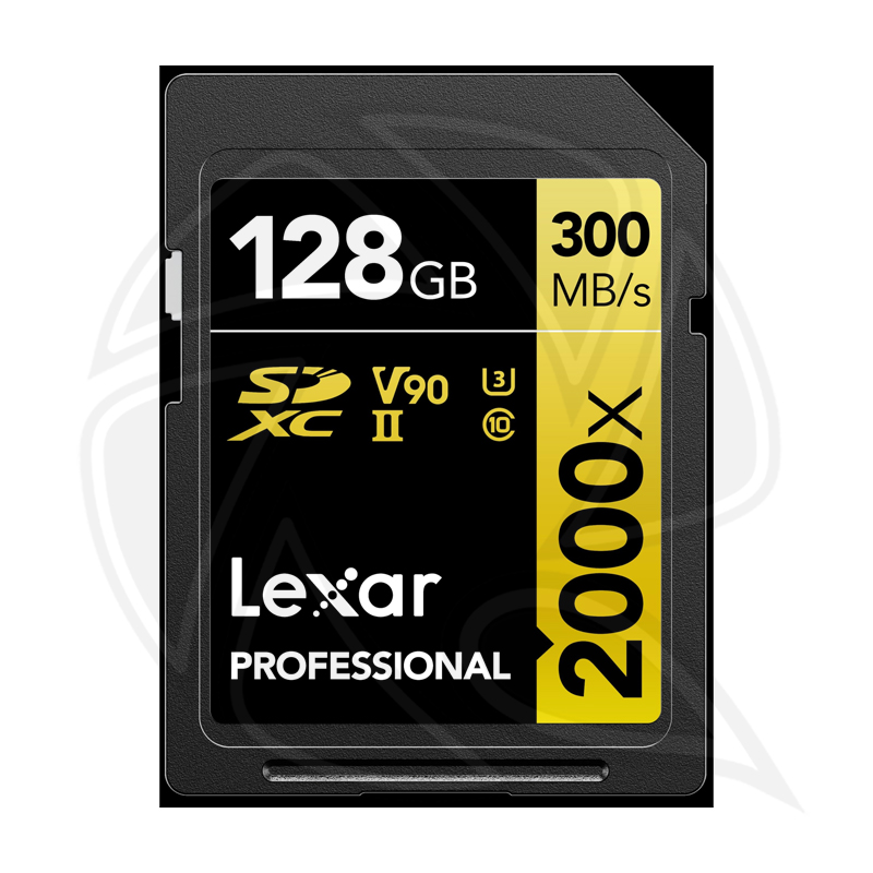 LEXAR 128GB Professional 2000X SDXC UHS-II cards up to 300MB/s C10 V90 U3 8k (LSD2000128G-BNNNG)