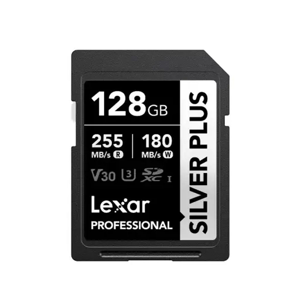 LEXAR 128GB Professional SILVER PLUSE SDXC UHS-II card up to 205MB/s read 150MB/s write C10 V30 U3  (LSDSIPL128GB-BNNNG) 